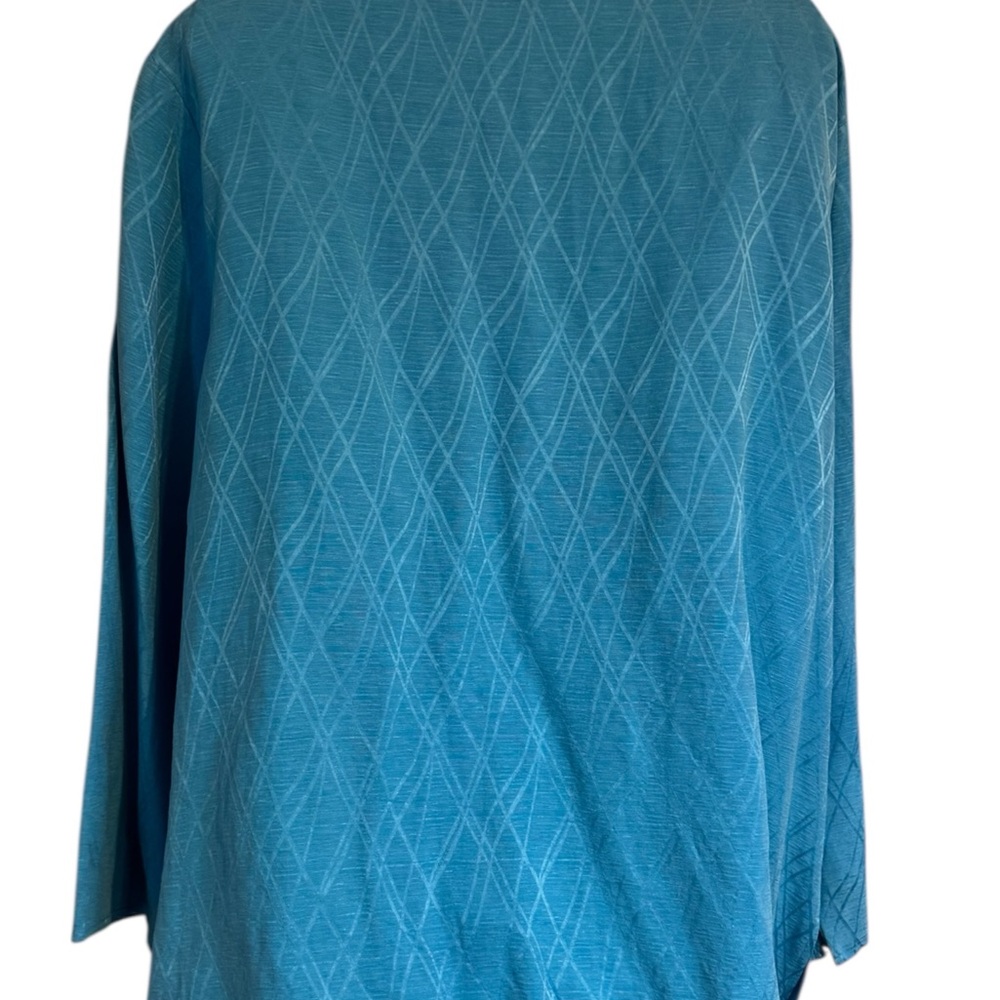 Laura Ashley GORGEOUS    LINEN/SILK  Aqua Blue SPRING/SUMMER  Top   PLUS: 3X   # - Picture 5 of 9